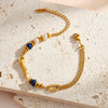 Women’s Minimalist Stainless Steel Bracelet With Pearls Natural Stones And Geometric 18K Vacuum Plated Fashion Jewelry