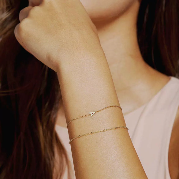Women's Minimalist Stainless Steel Double Layer Letter Bracelet Electroplated Claw Chain Fashion Bracelet