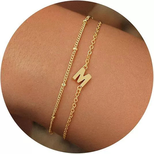 Women's Minimalist Stainless Steel Double Layer Letter Bracelet Electroplated Claw Chain Fashion Bracelet