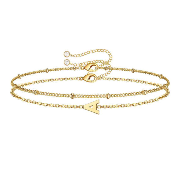 Women's Minimalist Stainless Steel Double Layer Letter Bracelet Electroplated Claw Chain Fashion Bracelet