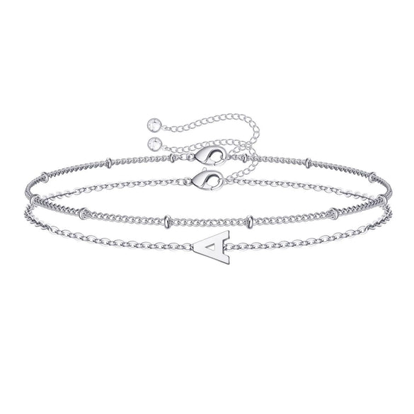 Women's Minimalist Stainless Steel Double Layer Letter Bracelet Electroplated Claw Chain Fashion Bracelet