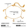 Women's Minimalist Stainless Steel Geometric Diamond Moon Star Tassel Pendant Bracelet With Electroplating