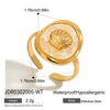 Women's Minimalist Stainless Steel Geometric Open Ring With Oildropping Crushed Shell Ribbed Design And Electroplating