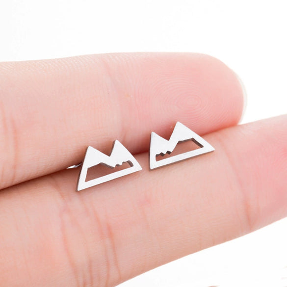 Women's Minimalist Stainless Steel Geometric Triangle Earring With Electroplating
