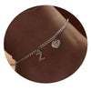 Women's Minimalist Stainless Steel Heart Shaped Letter Anklet With Heart Pendant Ankle Chain Foot Jewelry