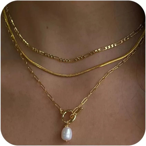 Women's Minimalist Stainless Steel Layered Cross Pendant Necklace Geometric Clavicle Chain With Electroplated Finish
