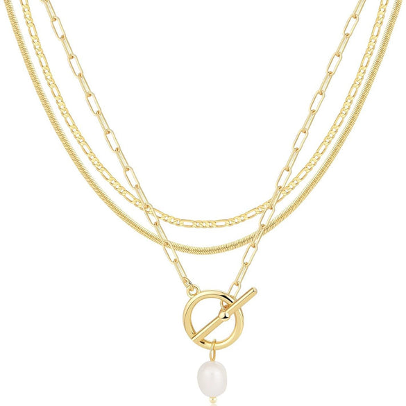 Women's Minimalist Stainless Steel Layered Cross Pendant Necklace Geometric Clavicle Chain With Electroplated Finish