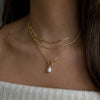Women's Minimalist Stainless Steel Layered Cross Pendant Necklace Geometric Clavicle Chain With Electroplated Finish
