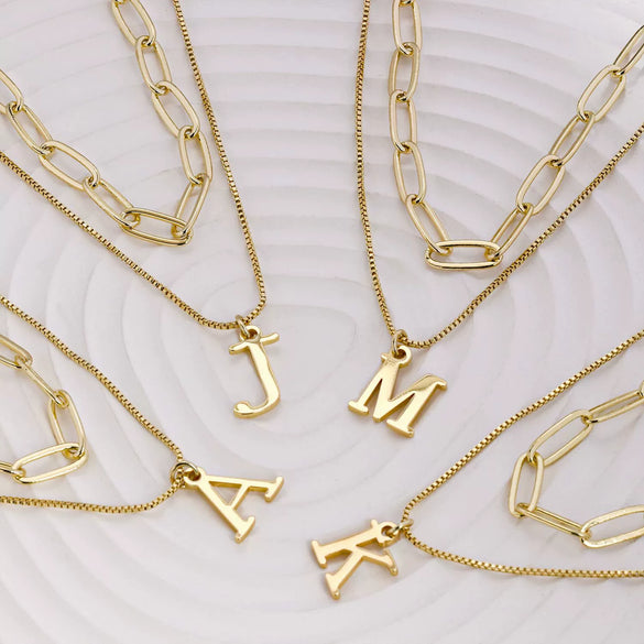 Women's Minimalist Stainless Steel Layered Letter Necklace With Box Chain And Electroplated Clavicle Chain Design