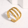 Women's Minimalist Stainless Steel Open Ring With Geometric Line Design And Gold Electroplated Finish