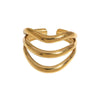 Women's Minimalist Stainless Steel Open Ring With Geometric Line Design And Gold Electroplated Finish