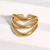 Women's Minimalist Stainless Steel Open Ring With Geometric Line Design And Gold Electroplated Finish