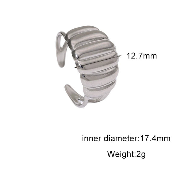 Women's Minimalist Stainless Steel Open Ring With Shell Shape And Electroplated 18K Gold Tone High End Versatile Jewelry