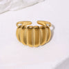 Women's Minimalist Stainless Steel Open Ring With Shell Shape And Electroplated 18K Gold Tone High End Versatile Jewelry