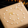 Women's Minimalist Stainless Steel Pearl Chain Accessories Necklace Bracelet With Electroplating