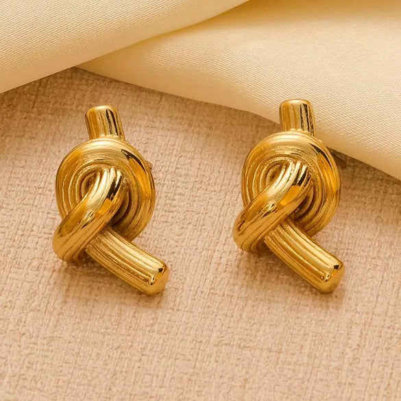 Women's Minimalist Stainless Steel Pearl Earrings With Irregular Geometric Shape And Electroplated Retro Style