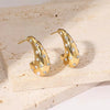 Women's Minimalist Stainless Steel Pearl Earrings With Irregular Geometric Shape And Electroplated Retro Style