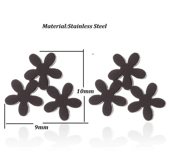 Women's Minimalist Stainless Steel Small Flower Petal Earrings With Electroplated Finish