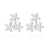 Women's Minimalist Stainless Steel Small Flower Petal Earrings With Electroplated Finish