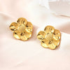 Women's Minimalist Stainless Steel Sunflower Flower Earrings Geometric Stamped Design Light Luxury Fashion Jewelry