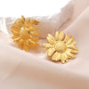 Women's Minimalist Stainless Steel Sunflower Flower Earrings Geometric Stamped Design Light Luxury Fashion Jewelry