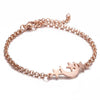 Women's Minimalist Star And Moon Bracelet In Stainless Steel With Gold Inlay Detail