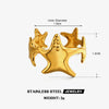 Women's Minimalist Starfish Open Ring In Gold Tone Stainless Steel With Electroplated Finish