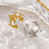 Women's Minimalist Starfish Open Ring In Gold Tone Stainless Steel With Electroplated Finish