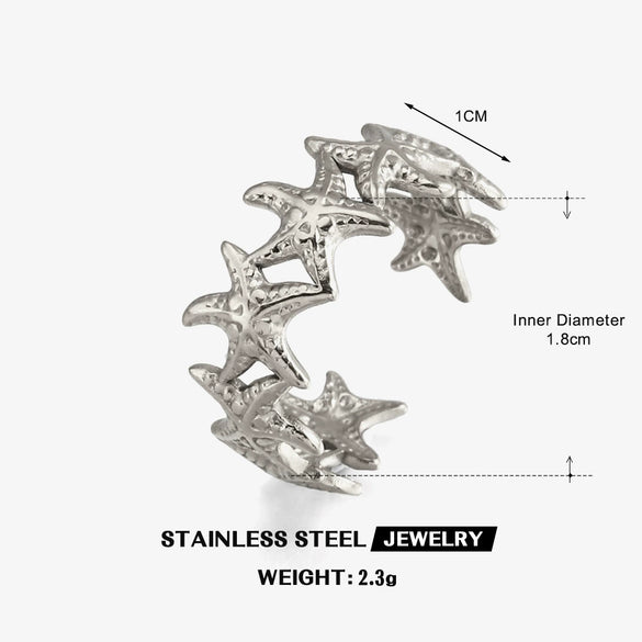 Women's Minimalist Starfish Ring In Goldplated Stainless Steel With Cute Creative Holidayinspired Design