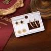 Women's Minimalist Titanium Steel Electroplated Daisy Star Earrings 3Piece Set