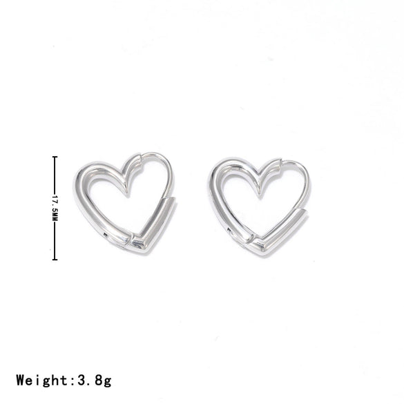 Women's Minimalist Titanium Steel Heart Shape Electroplating Earrings