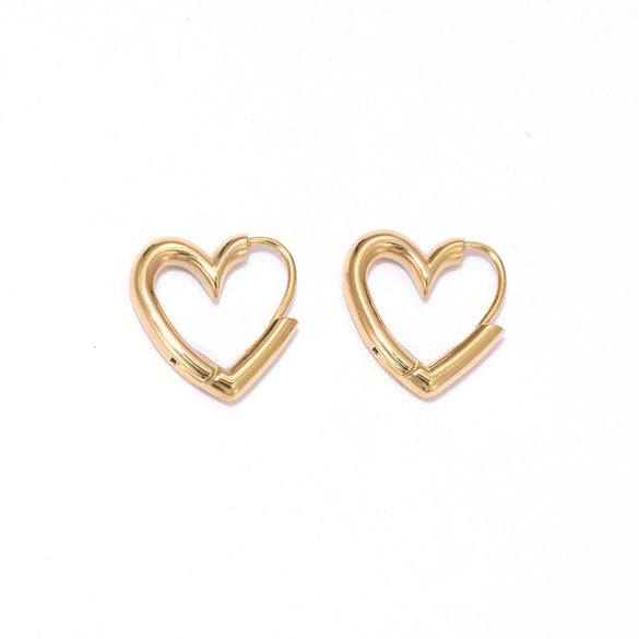 Women's Minimalist Titanium Steel Heart Shape Electroplating Earrings
