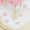 Women's Minimalist Titanium Steel Necklace With Cat's Eye And Fourleaf Clover Real Gold Plated And Enhanced Color Retention