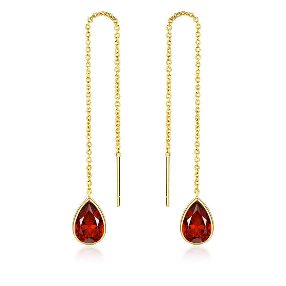Women's Minimalist Vintage Water Drop Geometric Copper Earrings With Electroplated Gold Finish