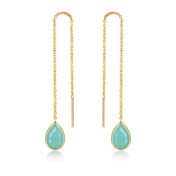 Women's Minimalist Vintage Water Drop Geometric Copper Earrings With Electroplated Gold Finish