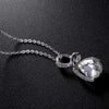 Women's Minimalist Water Drop Necklace With Blue Crystal And Zircon Inlay White Gold Electroplated Copper Pendant Box Chain