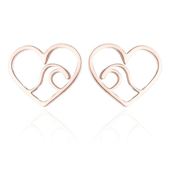 Women's Minimalist Wave Pattern Hollow Round Geometric Earrings In Electroplated Stainless Steel