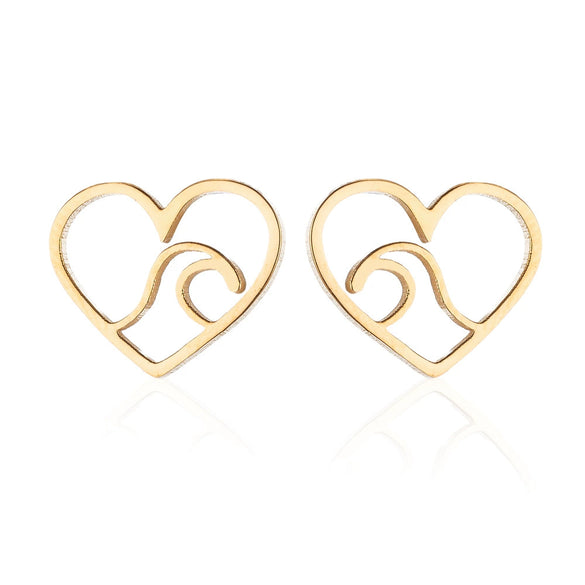 Women's Minimalist Wave Pattern Hollow Round Geometric Earrings In Electroplated Stainless Steel