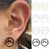 Women's Minimalist Wave Pattern Hollow Round Geometric Earrings In Electroplated Stainless Steel