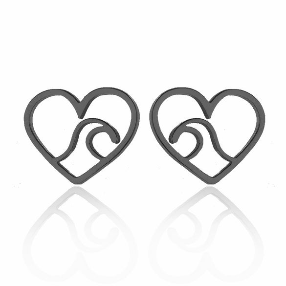 Women's Minimalist Wave Pattern Hollow Round Geometric Earrings In Electroplated Stainless Steel