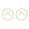 Women's Minimalist Wave Pattern Hollow Round Geometric Earrings In Electroplated Stainless Steel