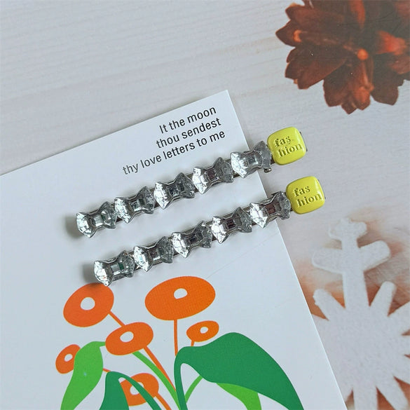 Women's Mixed Materials Duckbill Clip And Hairpin With Dripping Oil Design And Bowknot Rhinestone