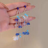 Women's Mixed Materials Frenchstyle Flower Tassel Earrings With Electroplating