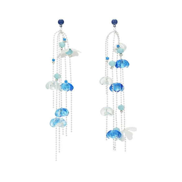Women's Mixed Materials Frenchstyle Flower Tassel Earrings With Electroplating