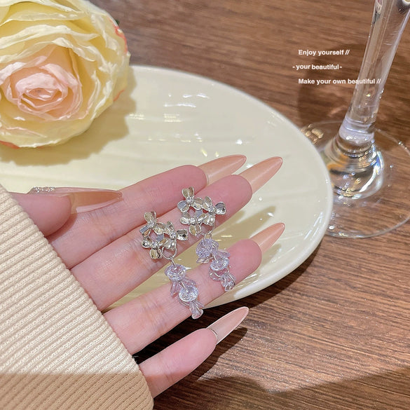 Women's Mixed Materials Fruit Shape Crystal Grape Zirconia Earrings Light Luxury Highend Fashion Allmatch Design Sense Niche Tassel Flower Style