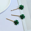 Women's Mixed Materials Handmade Fourleaf Clover Bangs Hairpin Ancient Sweet And Cute Style