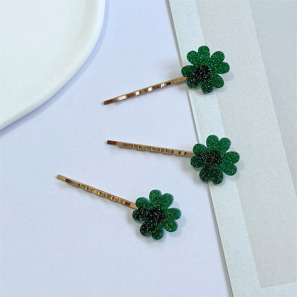 Women's Mixed Materials Handmade Fourleaf Clover Bangs Hairpin Ancient Sweet And Cute Style