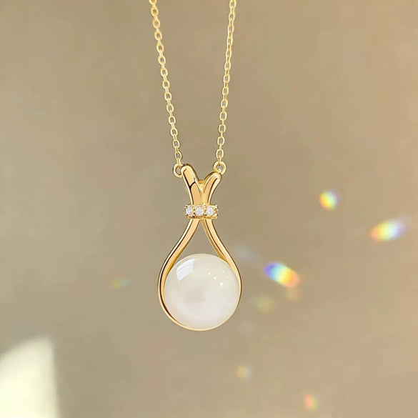Women's Modern Minimalist Casual Style Pearl Glass Money Bag Pendant Titanium Steel Necklace With Zircon Inlay