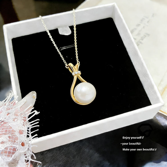 Women's Modern Minimalist Casual Style Pearl Glass Money Bag Pendant Titanium Steel Necklace With Zircon Inlay