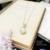Women's Modern Minimalist Casual Style Pearl Glass Money Bag Pendant Titanium Steel Necklace With Zircon Inlay